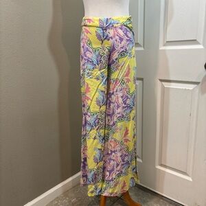 ASOS Design Women’s Yellow Floral Pants With Side Zipper Size 4 feminine